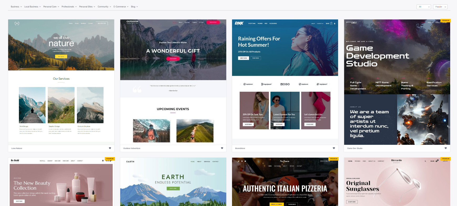 výběr vzhledu šablony