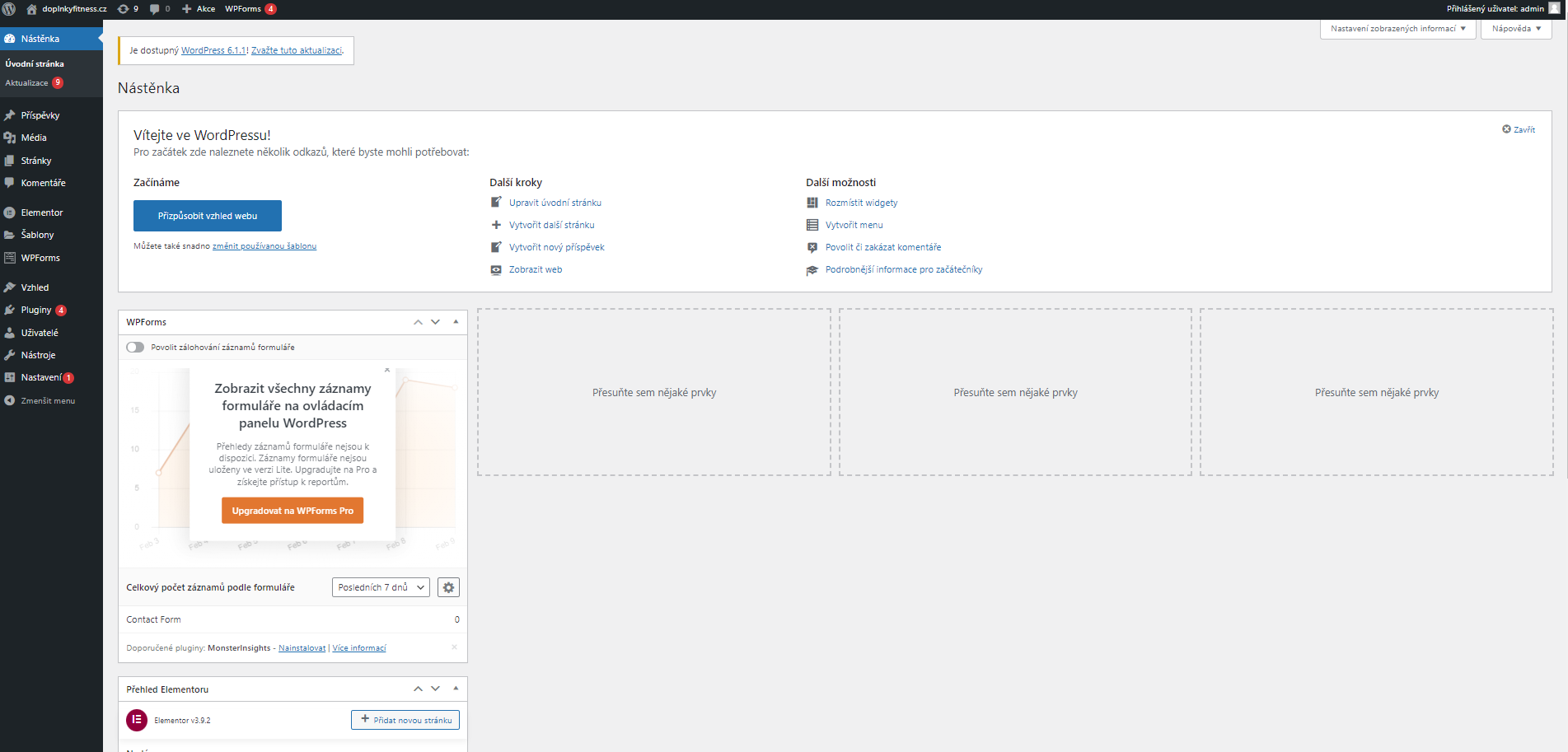 rozhraní WordPressu