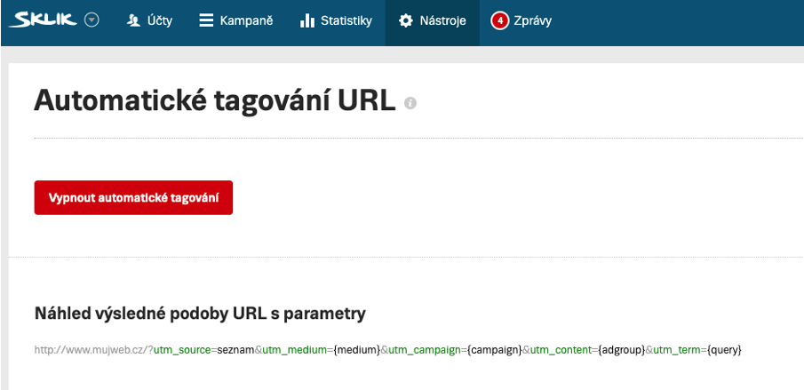 automatické tagování URL